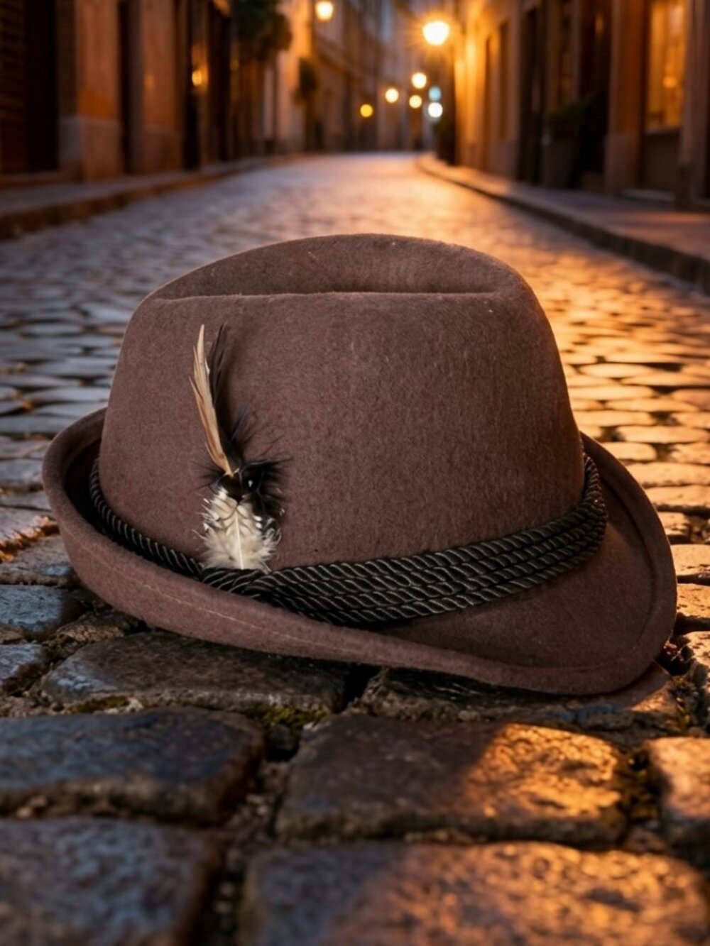 German Oktoberfest hat Classic Brown Fedora Hat Tyrolean